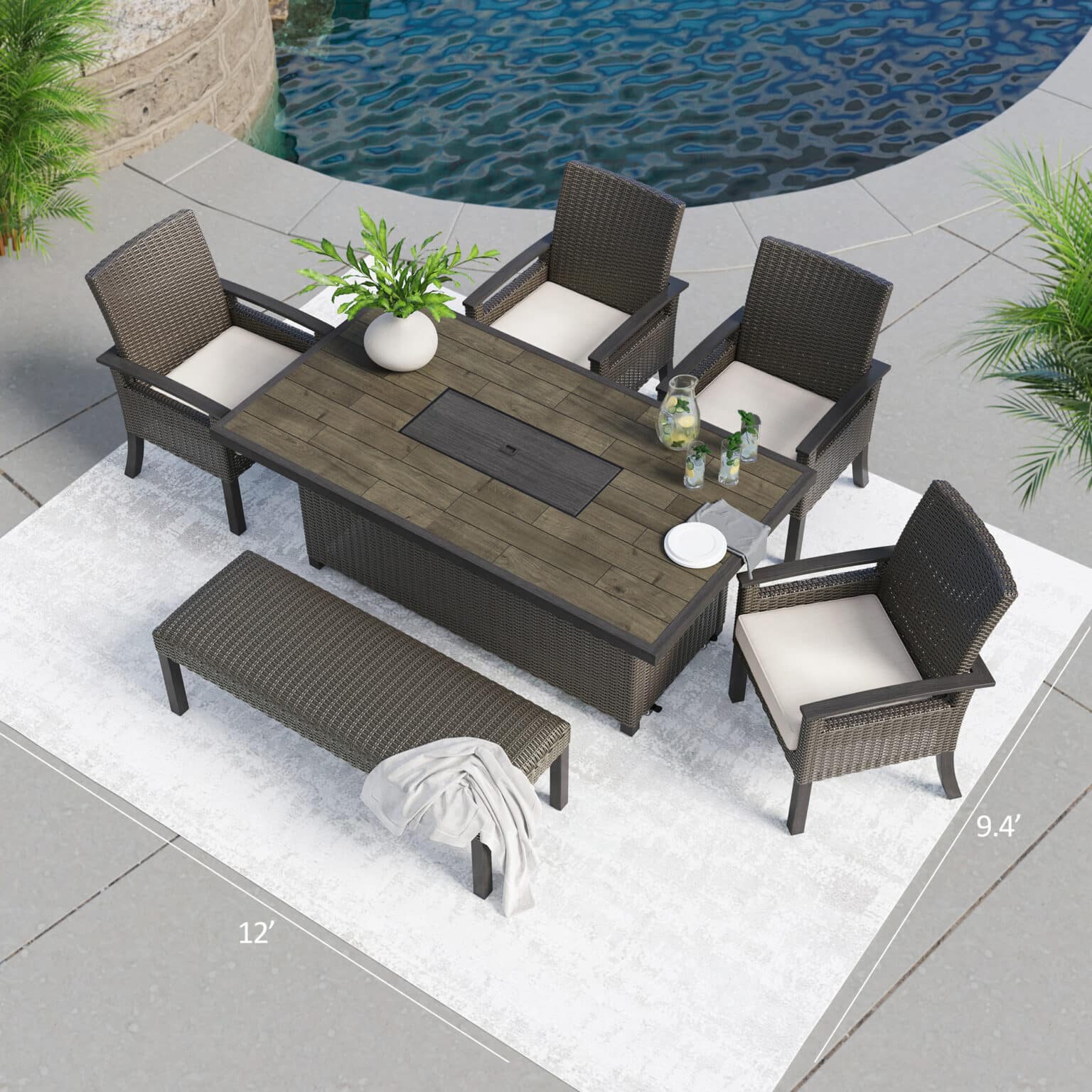 Las Palmas 6-Piece Fire Dining Set &ndash; Grand Leisure